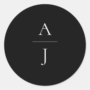 Adesivo Selo de Envelope Branco Negro Casado Monograma