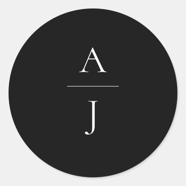 Adesivo Selo de Envelope Branco Negro Casado Monograma (Frente)