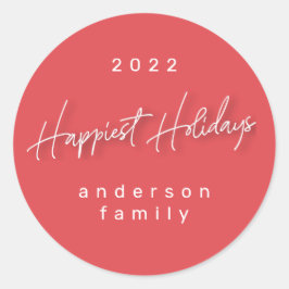 Adesivo Selo de Envelope Branco Vermelho de Feriados Feliz