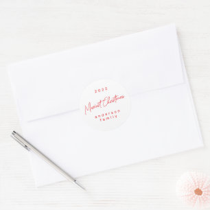 Adesivo Selo de Envelope Branco Vermelho de Natal Moderno