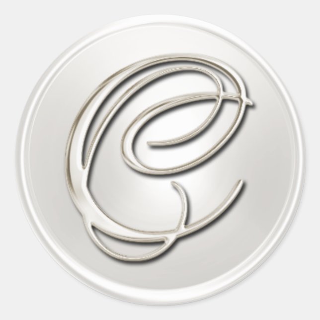 Adesivo Selo de Envelope C do Monograma de Prata (Frente)