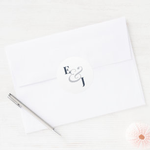 Adesivo Selo de Envelope Casamento Ampersand Azul Marinho