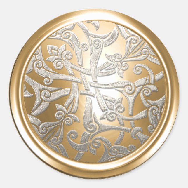 Adesivo Selo de Envelope Celta Dourado e Silver (Frente)