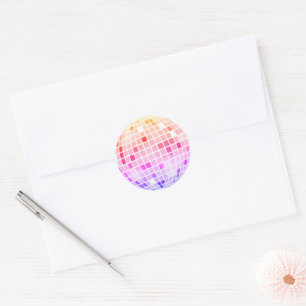 Adesivo Selo de Envelope Colorido da Bola Disco Retro 70s