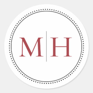 Adesivo Selo de Envelope com Monograma Vermelho Minimalist