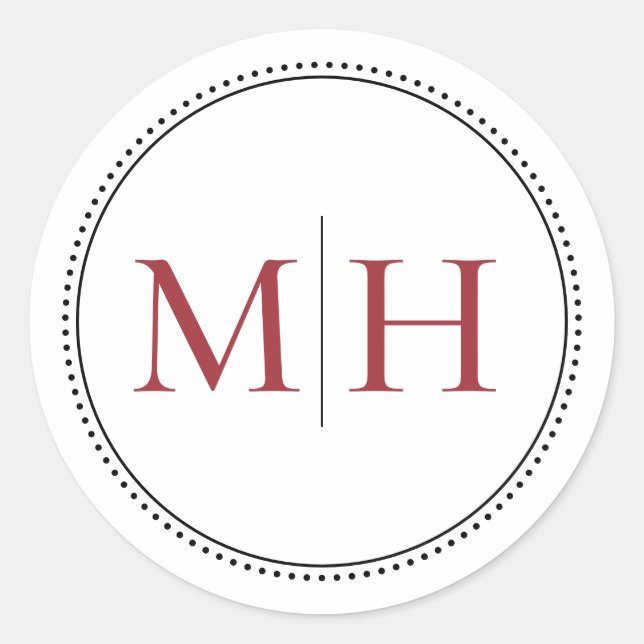 Adesivo Selo de Envelope com Monograma Vermelho Minimalist (Frente)