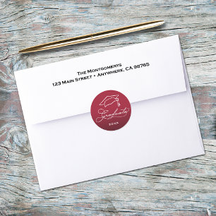 Adesivo Selo de Envelope Crimson de Script de Graduação