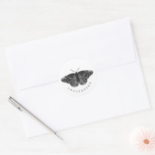 Adesivo Selo de Envelope da Borboleta Negra Elegante