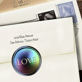 Adesivo Selo de Envelope de Amor Dourado Iridescente Escur
