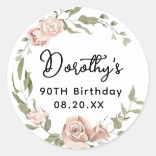 Adesivo Selo de Envelope de Aniversário, Rosa Rosa Rosa Ro