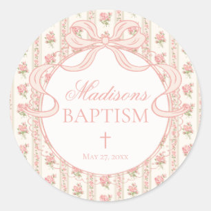 Adesivo Selo de Envelope de Batismo Floral Chique Pêssego 