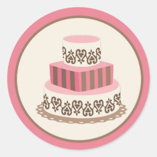 Adesivo Selo de Envelope de Bolo Rosa/Castanho