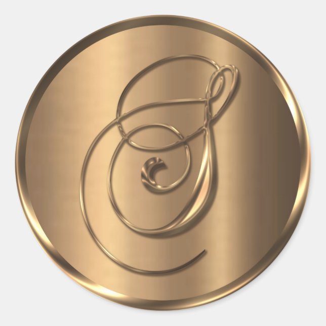 Adesivo Selo de Envelope de Bronze não METÁLICO monograma  (Frente)
