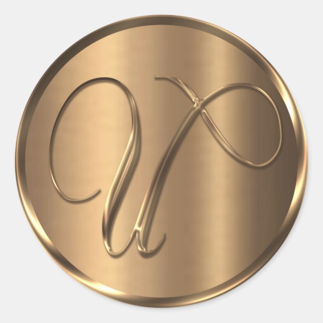 Adesivo Selo de Envelope de Bronze não METÁLICO monograma  (Frente)