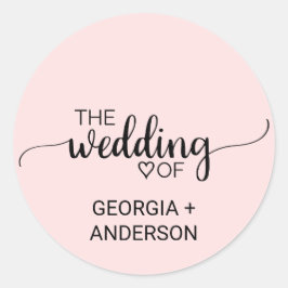 Adesivo Selo de Envelope de Caligrafia Rosa-Esbranquiçada