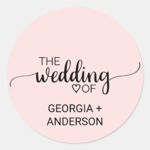 Adesivo Selo de Envelope de Caligrafia Rosa-Esbranquiçada