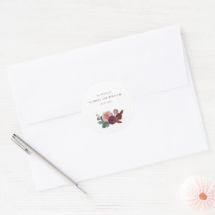 Adesivo Selo de envelope de casamento com buquê floral rús