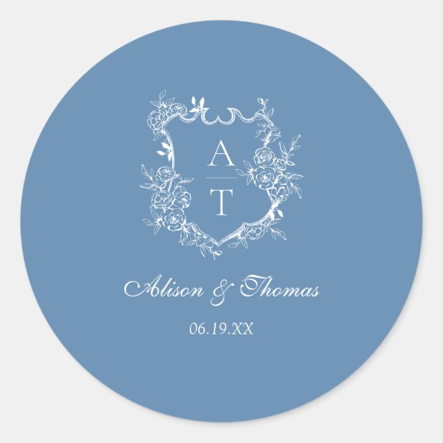 Adesivo Selo de Envelope de Casamento com Crista de Monogr (Frente)