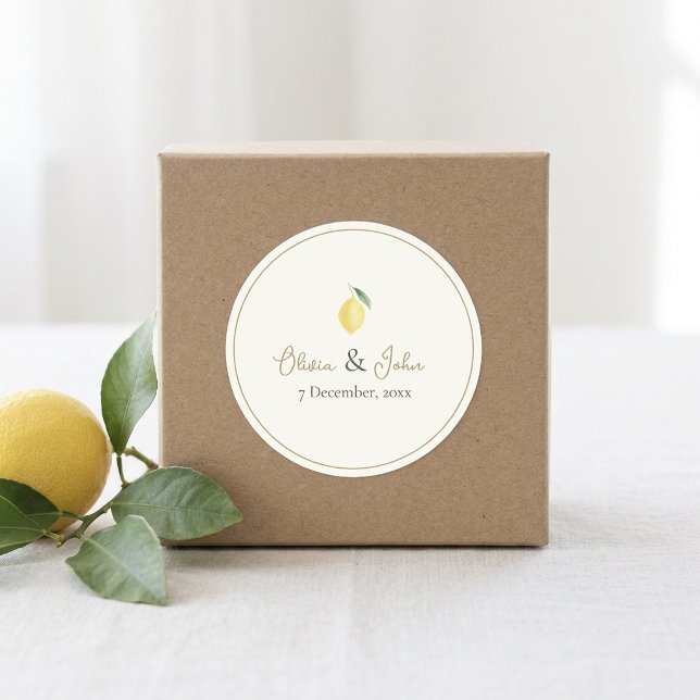 Adesivo Selo de Envelope de Casamento com Limão Cítrico No (Lemon Citrus Wedding Envelope Seal Name & Date)