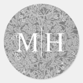 Adesivo Selo de Envelope de Casamento com Monograma Floral