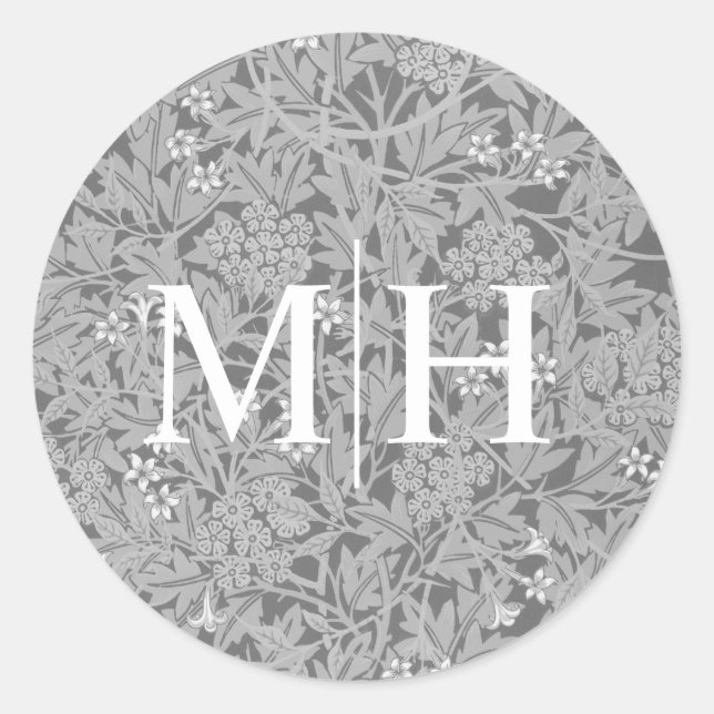 Adesivo Selo de Envelope de Casamento com Monograma Floral (Frente)