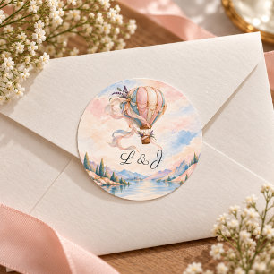 Adesivo Selo de Envelope de Casamento de Balão de Ar Quent