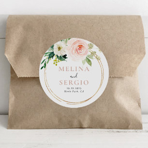 Adesivo Selo de Envelope de Casamento de Flores Geométrica