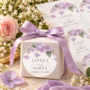 Adesivo Selo de Envelope de Casamento de Hortênsia Lavanda