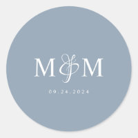 Selo de Envelope de Casamento de Monograma Azul El