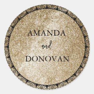 Adesivo Selo de Envelope de Casamento Dourado e Negro míni