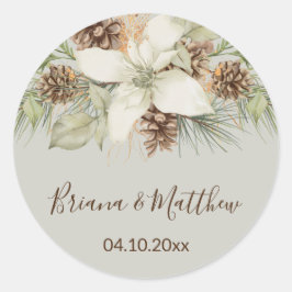 Adesivo Selo de Envelope de Casamento Elegante de Beige de