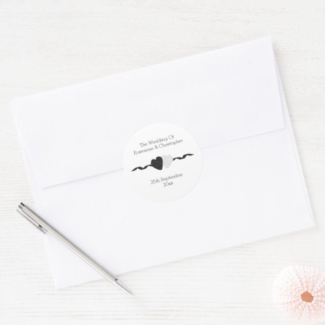 Adesivo Selo de Envelope de Casamento Preto e Branco Conte (Envelope)