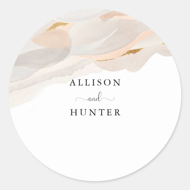 Adesivo Selo de Envelope de Casamento | Rosa poeirento (Frente)