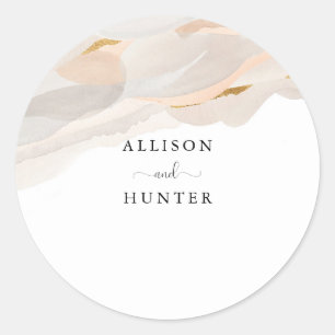 Adesivo Selo de Envelope de Casamento   Rosa poeirento