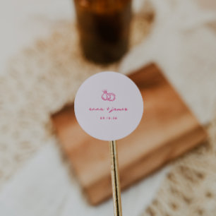 Adesivo Selo de Envelope de Casamento Rosa Whimsical