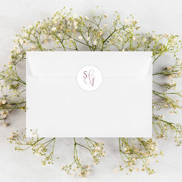 Adesivo Selo de Envelope de Casamento Simples Rosa-Rosa-Ro