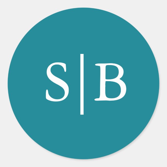 Adesivo Selo de Envelope de Casamento Teal de Monograma Cl (Frente)