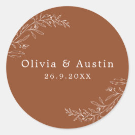 Adesivo Selo de Envelope de Casamento Terracotta Moderno M