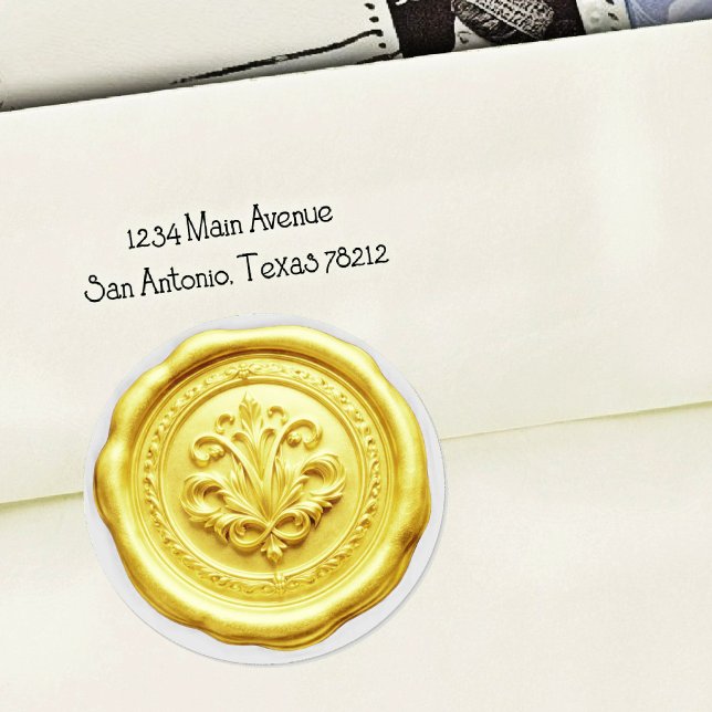 Adesivo Selo de Envelope de Cera Falsa Estilo 4 Amarelo (Criador carregado)
