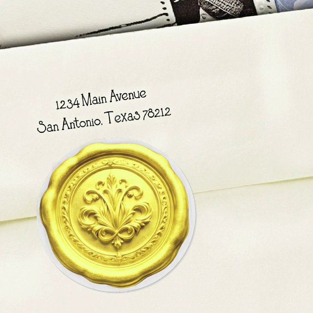 Adesivo Selo de Envelope de Cera Falsa Estilo 4 Amarelo 2 (Criador carregado)