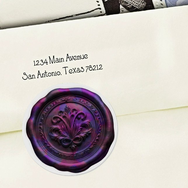 Adesivo Selo de Envelope de Cera Falsa Estilo 4 Roxo 20 Ad (Criador carregado)