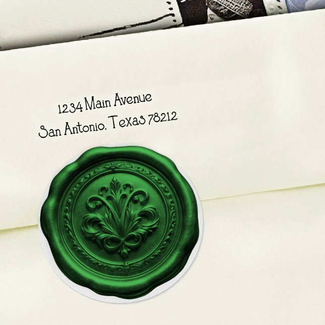 Adesivo Selo de Envelope de Cera Falsa Estilo 4 Verde 1 Ad (Criador carregado)