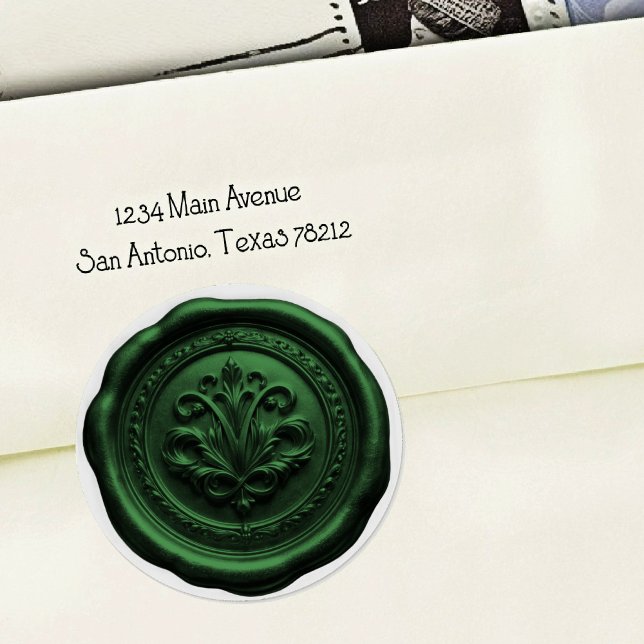 Adesivo Selo de Envelope de Cera Falsa Estilo 4 Verde 2 Ad (Criador carregado)