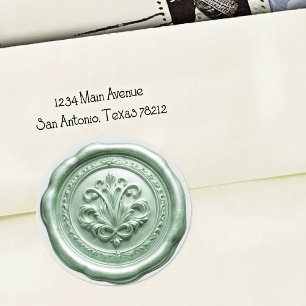 Adesivo Selo de Envelope de Cera Falsa Estilo 4 Verde 4 Ad