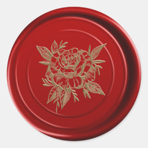 Adesivo Selo de Envelope de Cera Vermelha Elegante Rosa Do