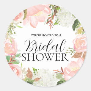 Adesivo Selo de Envelope de Chuveiro de Noiva Floral Rosa