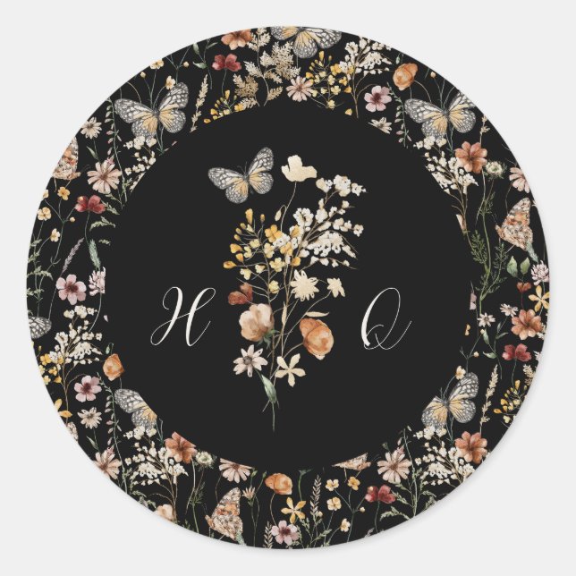 Adesivo Selo de Envelope de Convite de Casamento Floral Ro (Frente)