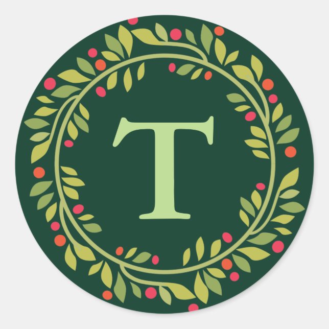 Adesivo Selo de Envelope de Coroa de Natal Verde (Frente)