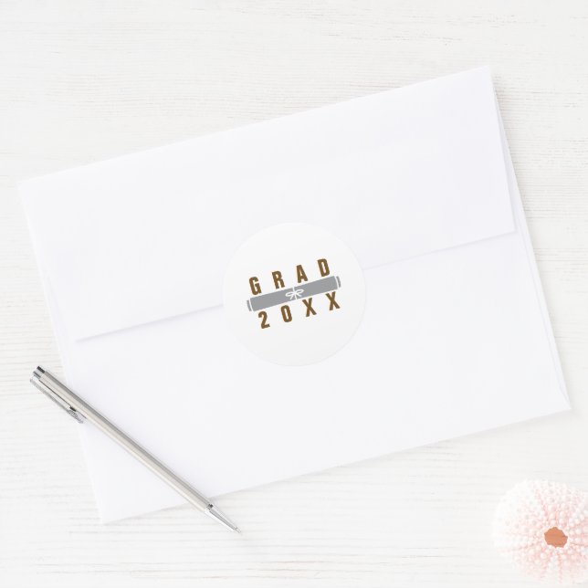 Adesivo Selo de Envelope de Diploma de Graduação Marrom e  (Envelope)