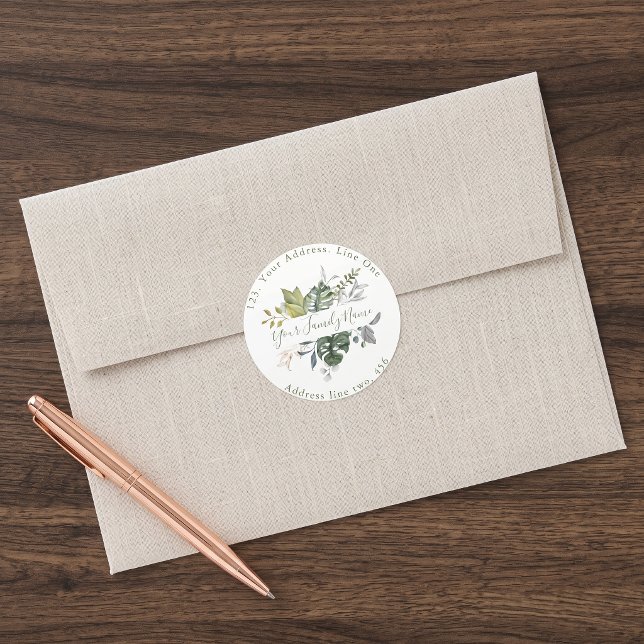Adesivo Selo de Envelope de Endereço de Devolução de Folha (Pretty green leaves Return Address Envelope Seal)